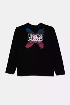 Хлопковая футболка с длинными рукавами для мальчиков и девочек United Colors of Benetton, черный