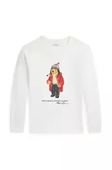 Хлопковая футболка с длинными рукавами для мальчиков и девочек Polo Ralph Lauren, белый
