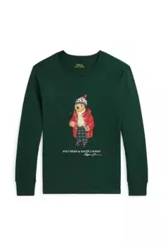 Хлопковая футболка с длинными рукавами для мальчиков и девочек Polo Ralph Lauren, зеленый