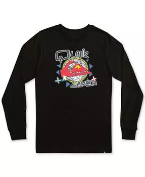 Хлопковая футболка с длинными рукавами и графическим логотипом Little Boys Quiksilver, черный
