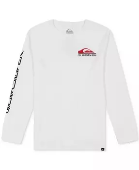 Хлопковая футболка с длинными рукавами и графическим логотипом Big Boys Quiksilver, белый