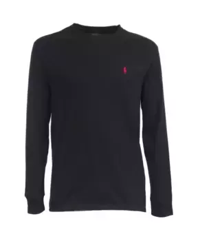 Хлопковая футболка с длинными рукавами и логотипом пони Polo Ralph Lauren, черный