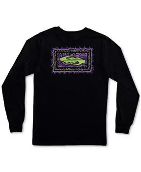 Хлопковая футболка с длинными рукавами и рисунком Big Boys Take Roots Quiksilver, черный