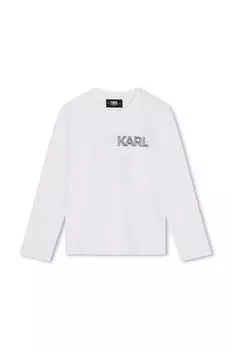 Хлопковая футболка с длинными рукавами Karl Lagerfeld для мальчиков, белый