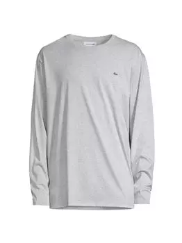 Хлопковая футболка с длинными рукавами Lacoste, серебряный