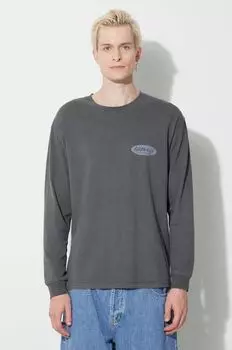 Хлопковая футболка с длинными рукавами Original Freedom Oval Longsleeve Tee Gramicci, серый