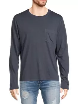 Хлопковая футболка с длинными рукавами Пима Billy Reid, темно-синий