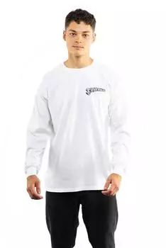 Хлопковая футболка с длинными рукавами «Супермен Молния» «Человек из стали» DC Comics, белый