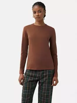 Хлопковая футболка с длинными рукавами Supima Jigsaw, лента коричневая