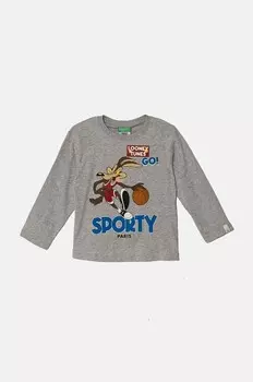 Хлопковая футболка с длинными рукавами United Colors of Benetton для мальчиков и девочек x Looney Tunes, серый