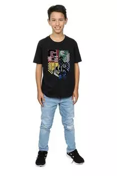 Хлопковая футболка с домиками Хогвартса Harry Potter, черный