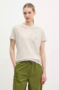 Хлопковая футболка S-Eclair Napapijri, бежевый