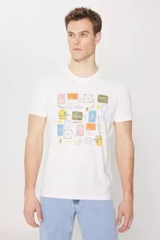 Хлопковая футболка с фигурным принтом Ac&Co, оранжевый