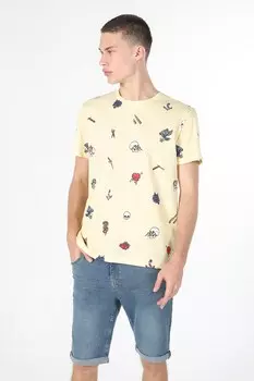 Хлопковая футболка с фигурным принтом Colin'S, красный