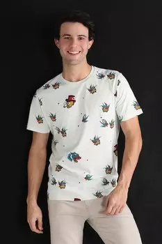 Хлопковая футболка с фигурным принтом Colin'S, красный