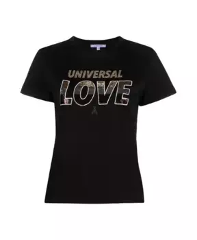 Хлопковая футболка с фирменным дизайном Patrizia Pepe, черный