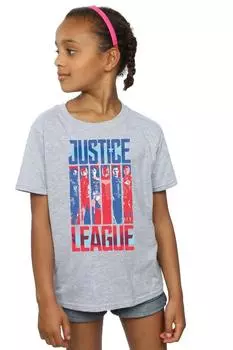 Хлопковая футболка с флагом команды «Лига справедливости» DC Comics, серый