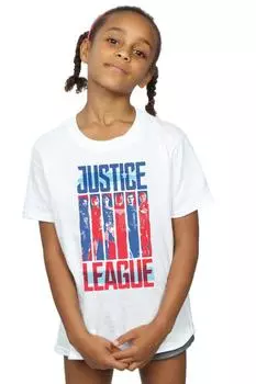 Хлопковая футболка с флагом команды «Лига справедливости» DC Comics, белый