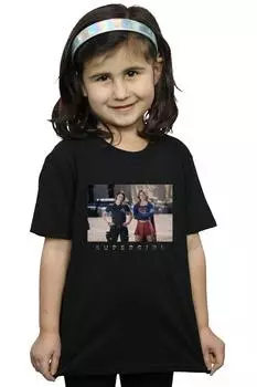 Хлопковая футболка с фотографиями сестер из сериала «Супергёрл» DC Comics, черный
