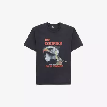Хлопковая футболка с графическим принтом и короткими рукавами The Kooples, черный