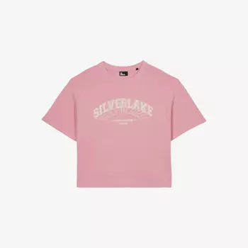 Хлопковая футболка с графическим принтом и короткими рукавами The Kooples, розовый