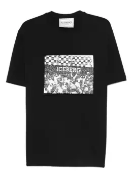 Хлопковая футболка с графическим принтом Iceberg, черный