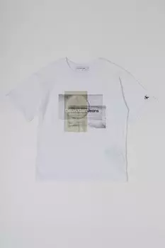 Хлопковая футболка с графическим рисунком Calvin Klein, желтый