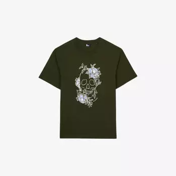 Хлопковая футболка с графичным принтом The Kooples, зеленый