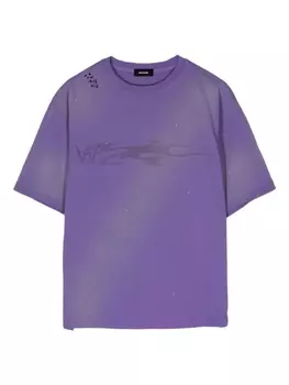 Хлопковая футболка с графичным принтом We11done, фиолетовый