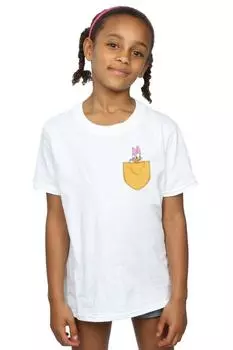 Хлопковая футболка с искусственным карманом Daisy Duck Disney, белый