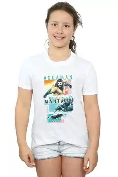Хлопковая футболка с изображением Аквамена DC Comics, белый