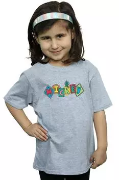 Хлопковая футболка с изображением фруктовых блоков Микки Мауса Disney, серый