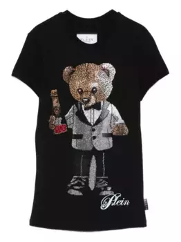 Хлопковая футболка с изображением медведя Philipp Plein, черный