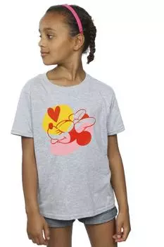 Хлопковая футболка с изображением языка и сердца Минни Маус Disney, серый