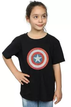 Хлопковая футболка с изображением щита Капитана Америки Marvel, черный