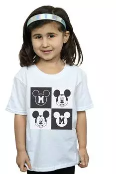 Хлопковая футболка с изображением улыбающихся квадратов Микки Мауса Disney, белый