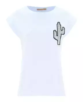 Хлопковая футболка с кактусом Kocca, белый
