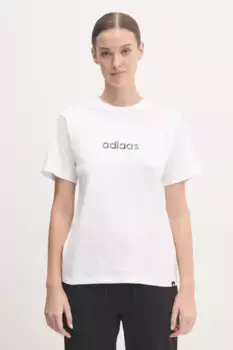 Хлопковая футболка с камуфляжным принтом adidas, бежевый