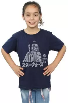 Хлопковая футболка с кандзи Боба Фетт Star Wars, темно-синий