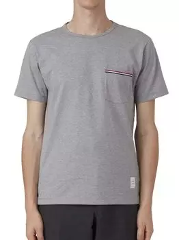 Хлопковая футболка с карманом Thom Browne, серый