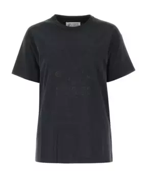 Хлопковая футболка S классический фасон Maison Margiela, черный