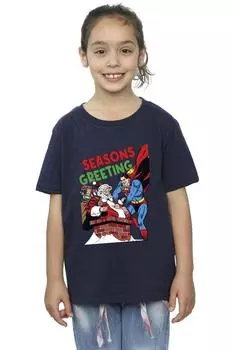 Хлопковая футболка с комиксами «Супермен Санта» DC Comics, темно-синий