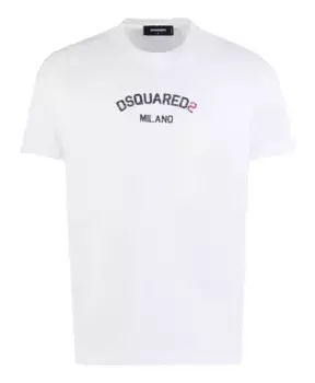 Хлопковая футболка с контрастным логотипом Dsquared2, белый