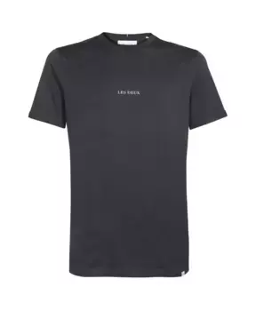 Хлопковая футболка с контрастным логотипом Les Deux, серый