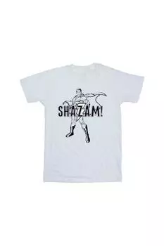 Хлопковая футболка с контуром Shazam DC Comics, белый