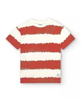 Хлопковая футболка с короткими рукавами для мальчика в полоску Charanga, мультиколор