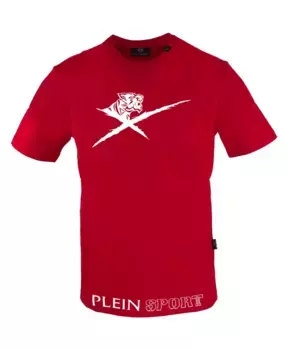 Хлопковая футболка с короткими рукавами и круглым вырезом Plein Sport, красный