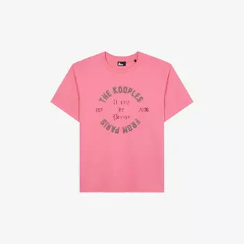 Хлопковая футболка с короткими рукавами и логотипом The Kooples, розовый