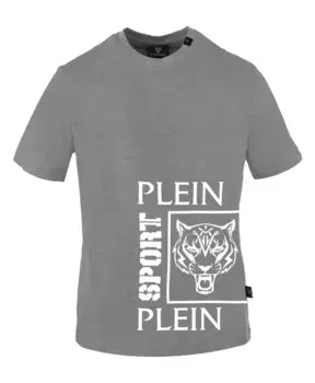 Хлопковая футболка с короткими рукавами и монохромным логотипом Plein Sport, серый