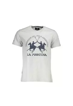 Хлопковая футболка с короткими рукавами и принтом-логотипом La Martina, серый
